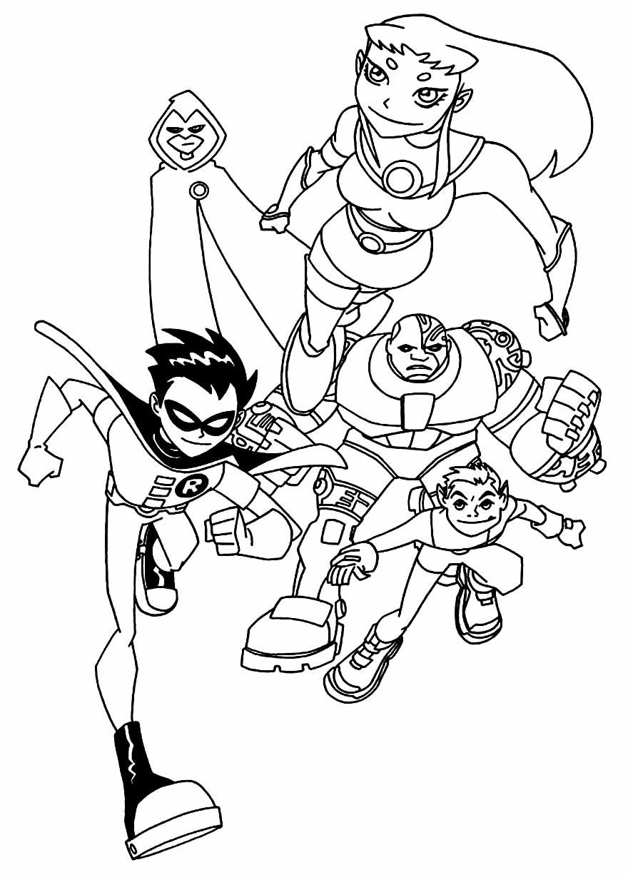 Desenhos dos Jovens Titãs para Colorir e Imprimir