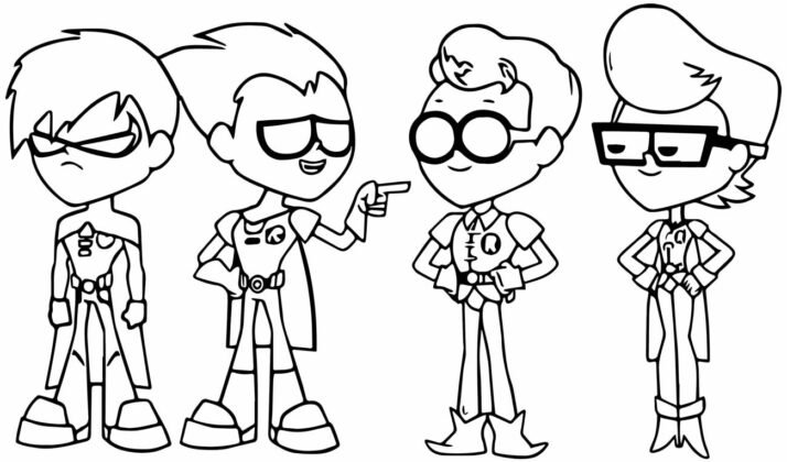 Desenhos dos Jovens Titãs para Colorir e Imprimir
