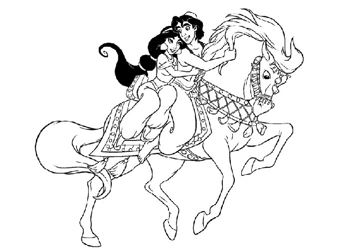 desenhos para colorir jasmine e aladdin