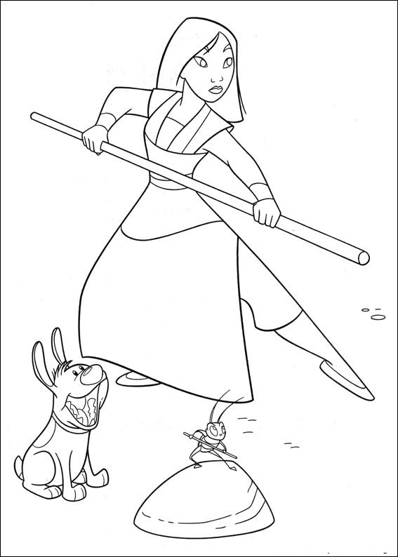 mulan para colorir bastao