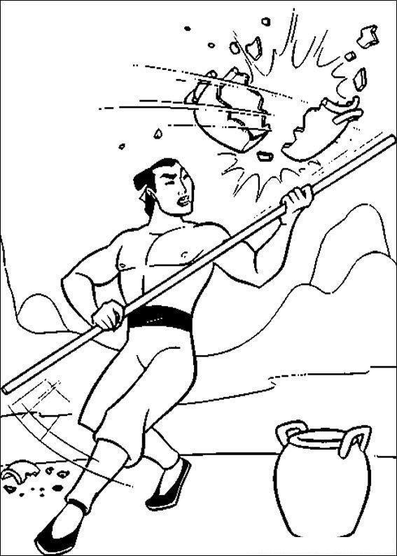 mulan para colorir capitao lee shang treinando