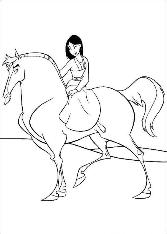 mulan para colorir cavalo princesa