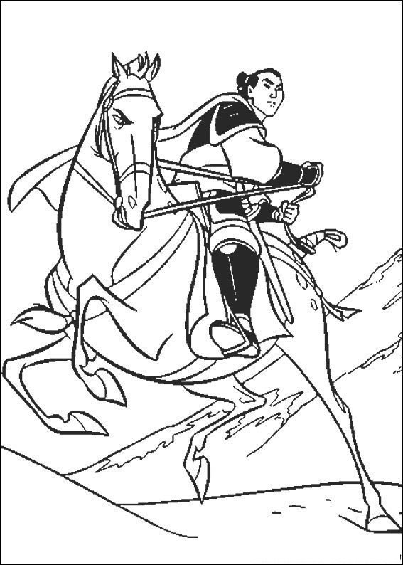 mulan para colorir cavalo