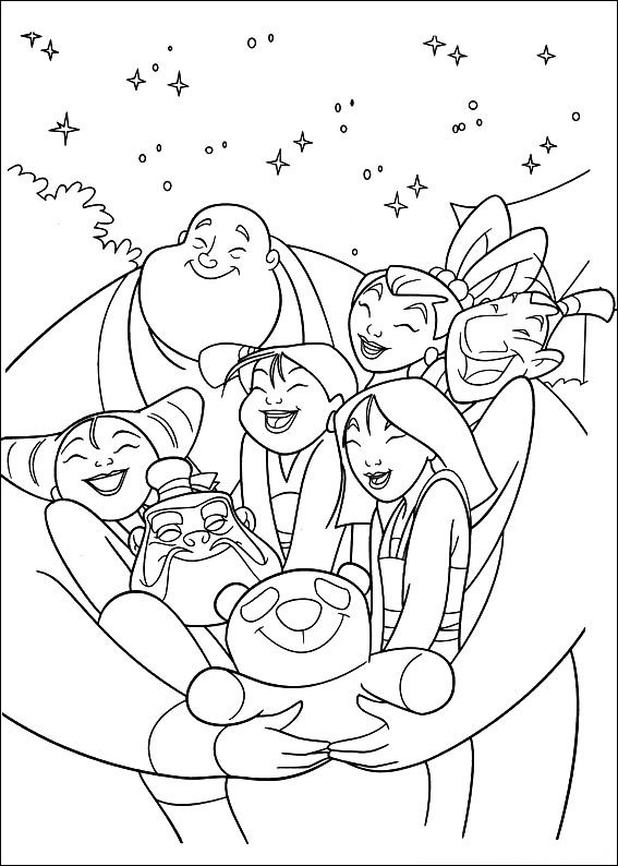 mulan para colorir familia
