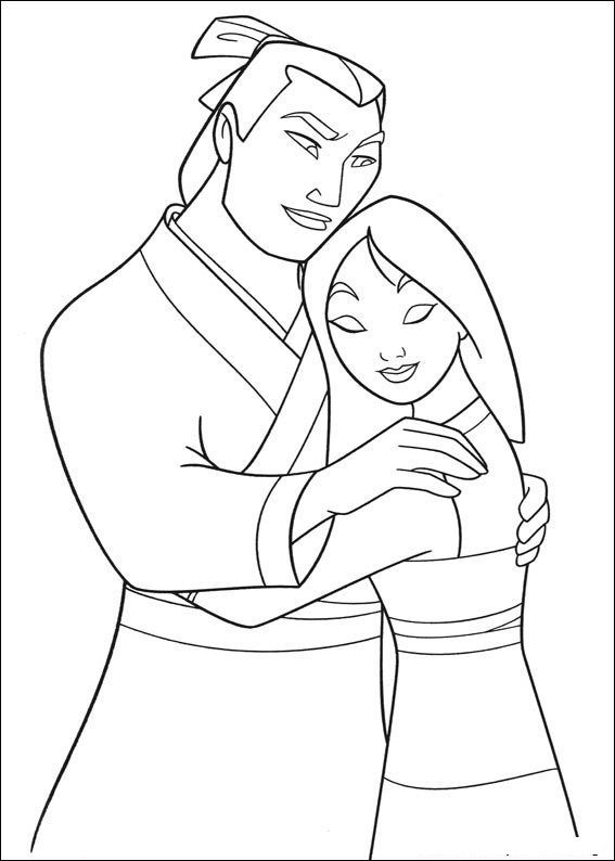 mulan para colorir lee shang amor