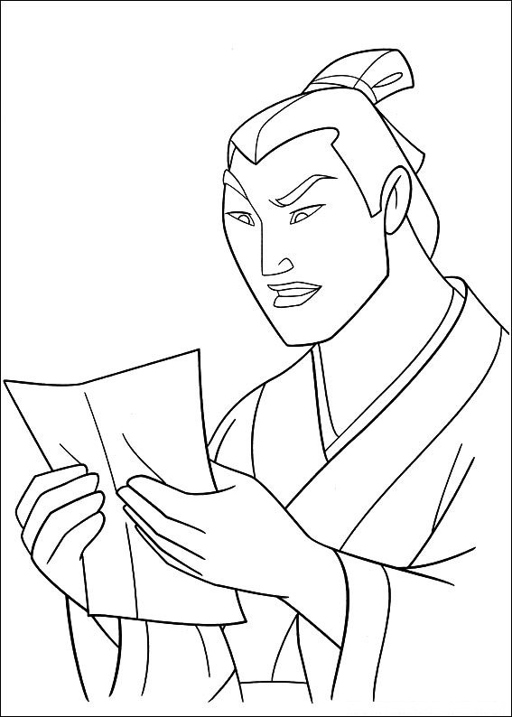 mulan para colorir lee shang carta