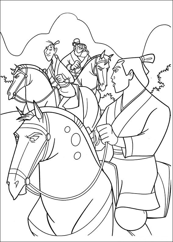 mulan para colorir lee shang cavalo