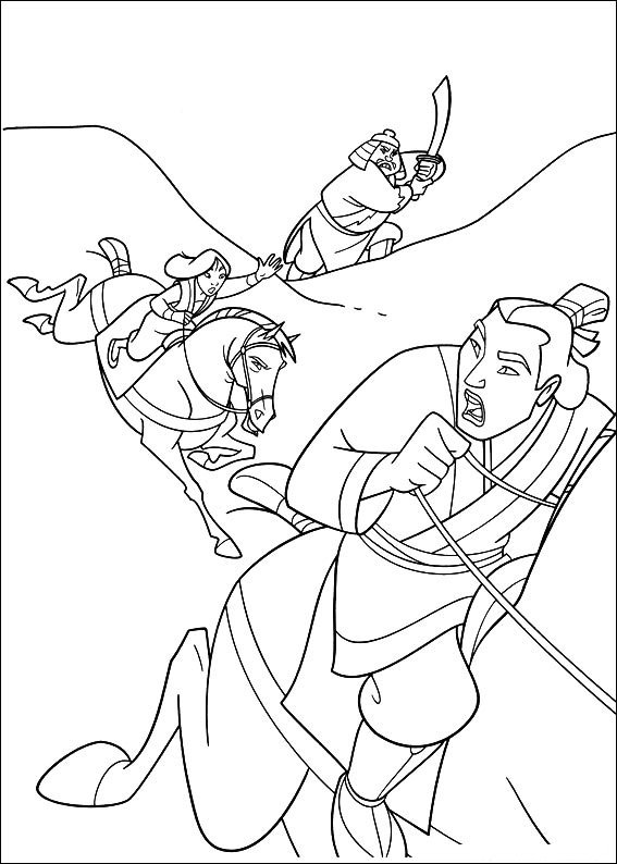 mulan para colorir lee shang correndo