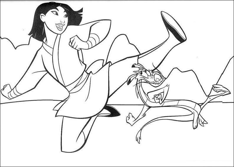 mulan para colorir mushu treinando mulan para colorir mushu treinando