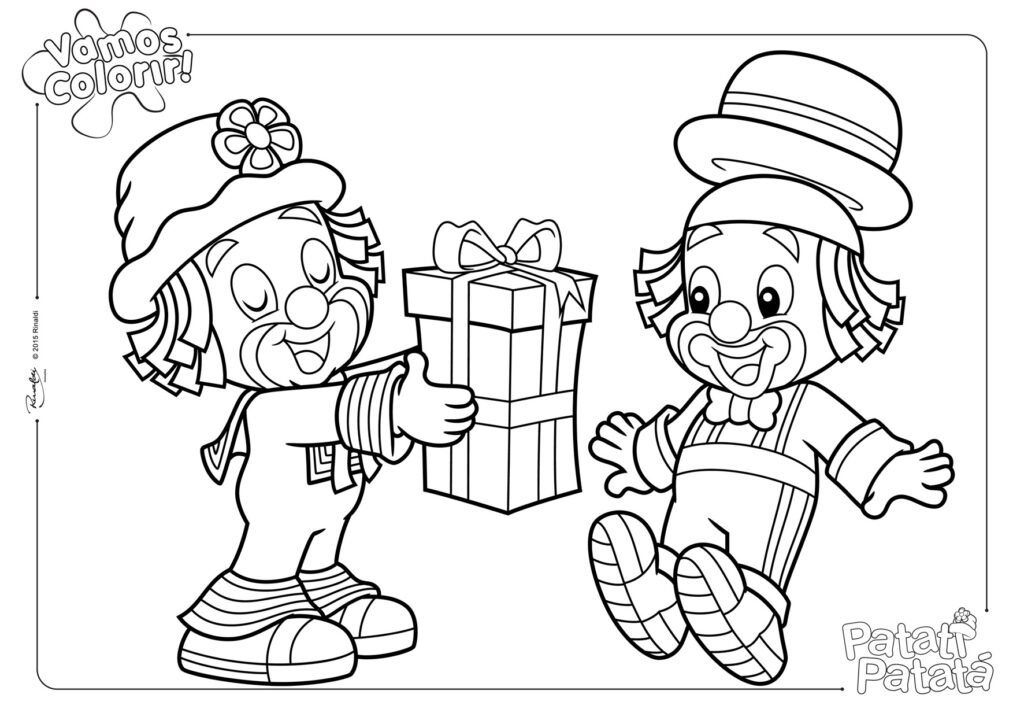 paginas patati patata para colorir presente