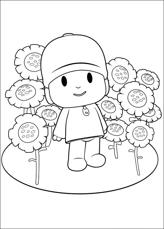 pocoyo para colorir e imprimir flores