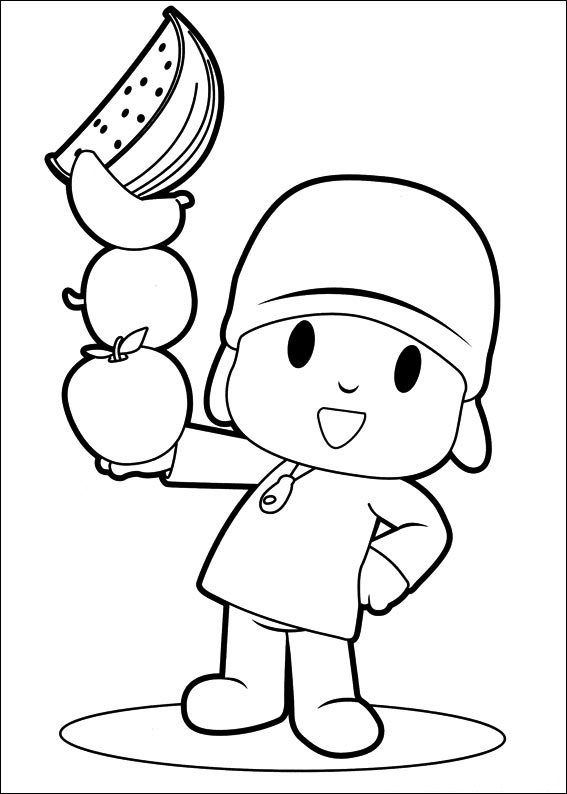 pocoyo para colorir e imprimir frutas