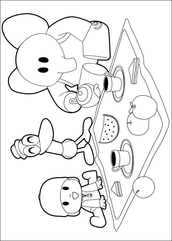 pocoyo para colorir e imprimir piquenique