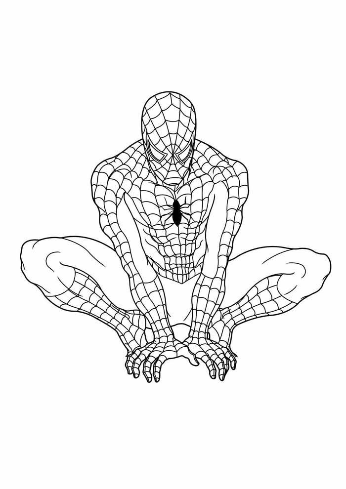 super herois para colorir homem aranha pose