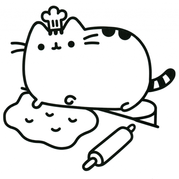Pusheen na cozinha para colorir