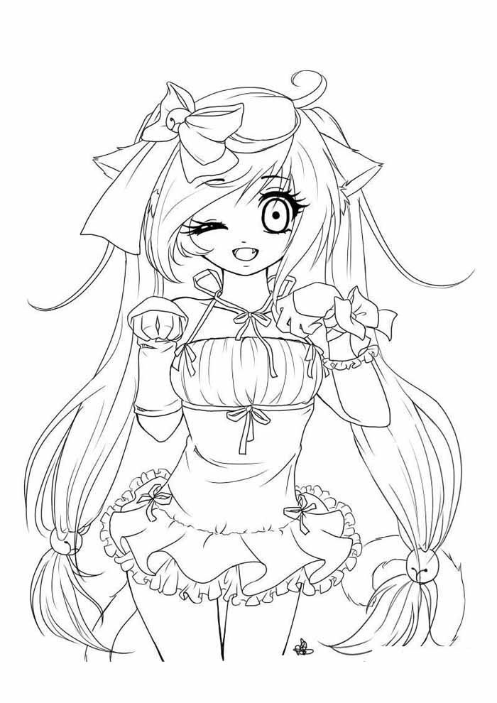 anime para colorir gata menina