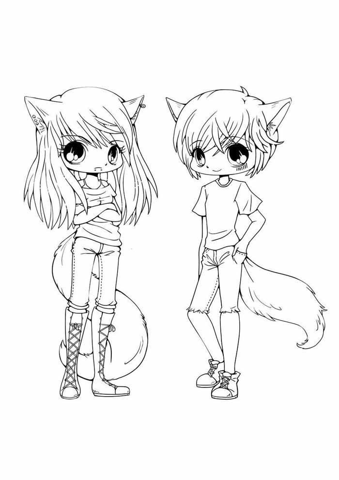 anime para colorir menina e menino