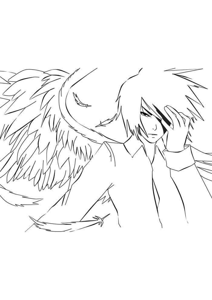 anime para colorir pensativo
