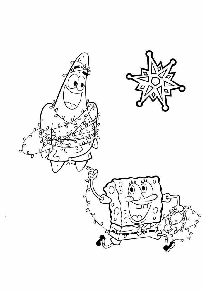 bob esponja e patrick para colorir natal