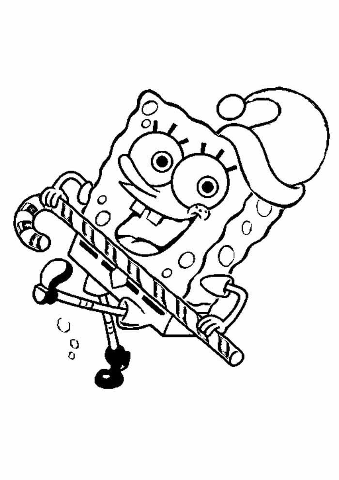 bob esponja no natal para colorir