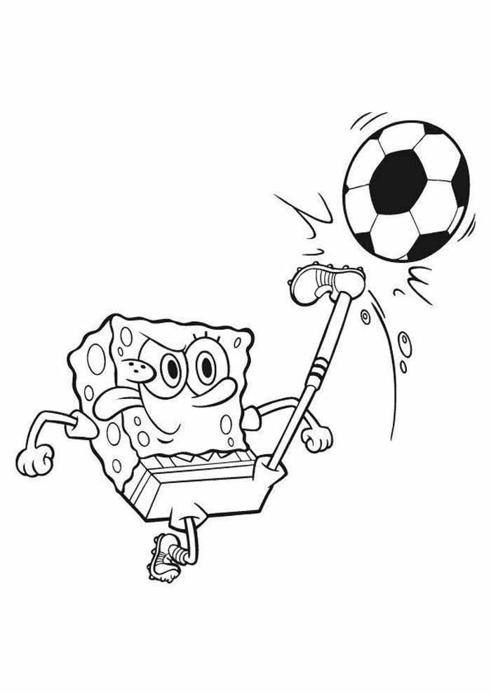 bob esponja para colorir chutando bola