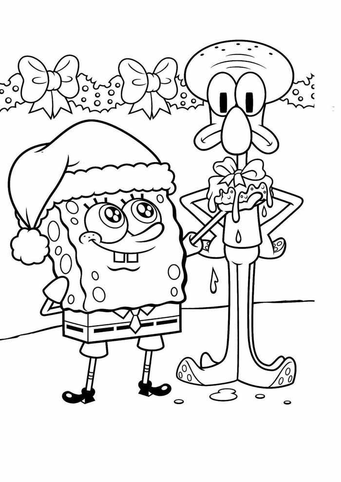bob esponja para colorir natal