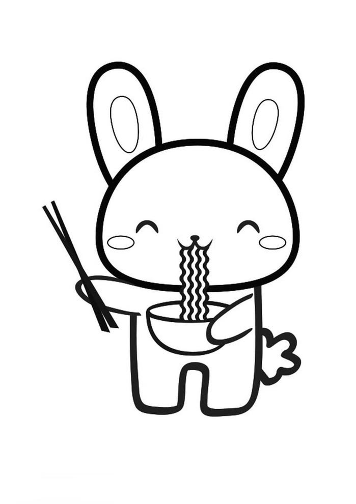 coelho kawaii para colorir
