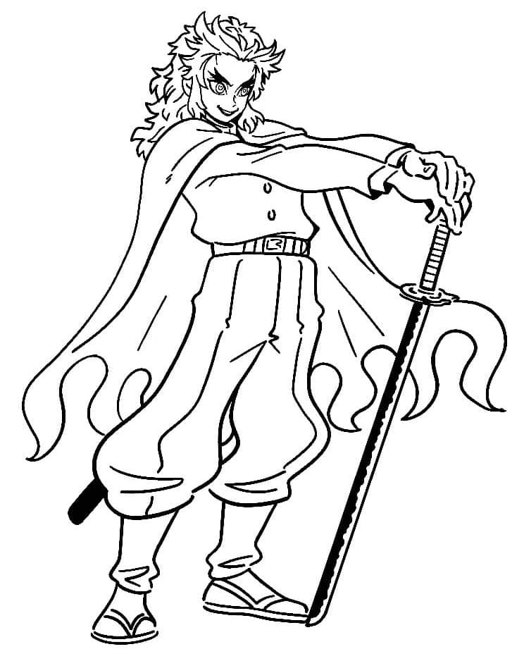 demon slayer para colorir kyojuro