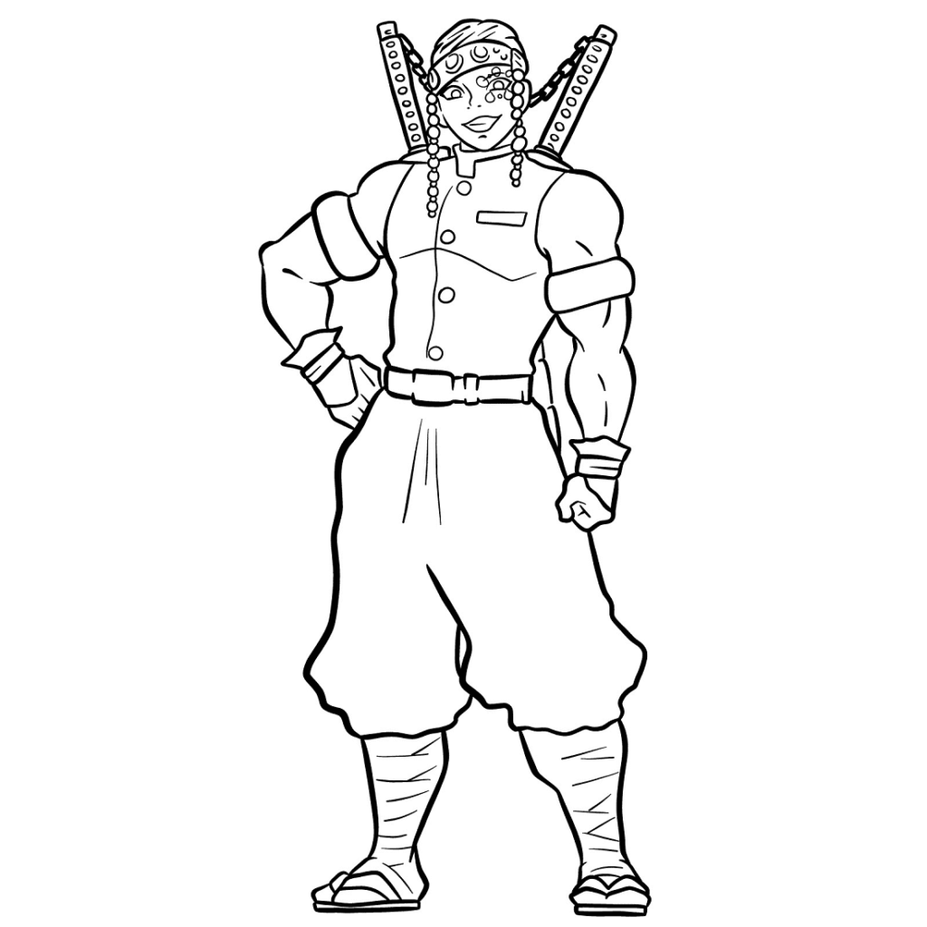 demon slayer para colorir tengen uzui corpo
