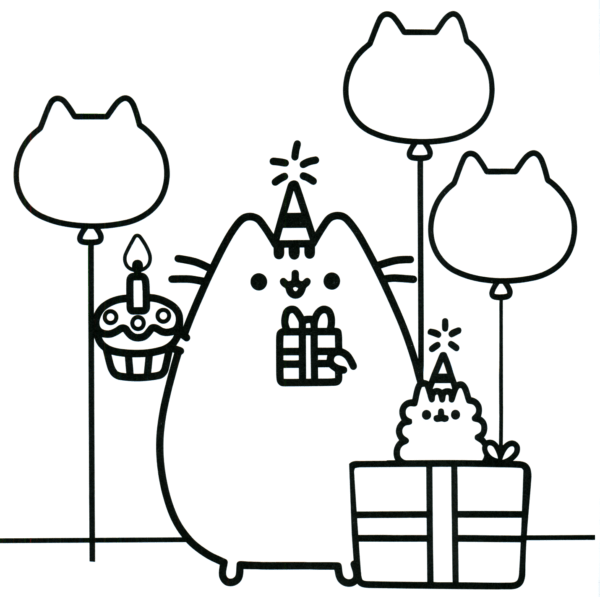 desenho de aniversario Pusheen