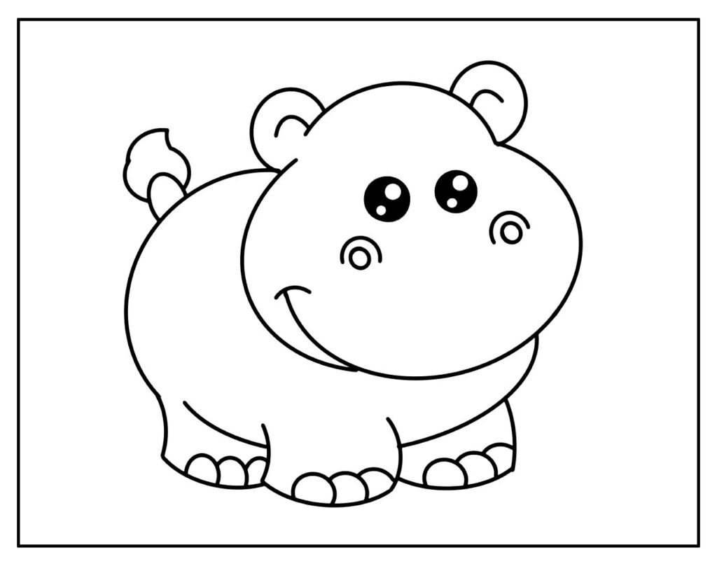 desenho de hipopotamo para pintar e colorir facil 10