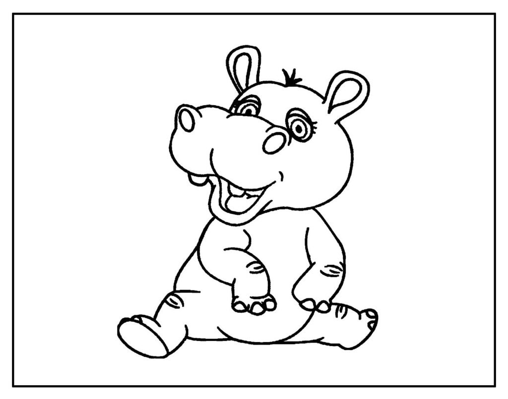 desenho de hipopotamo para pintar e colorir facil 11