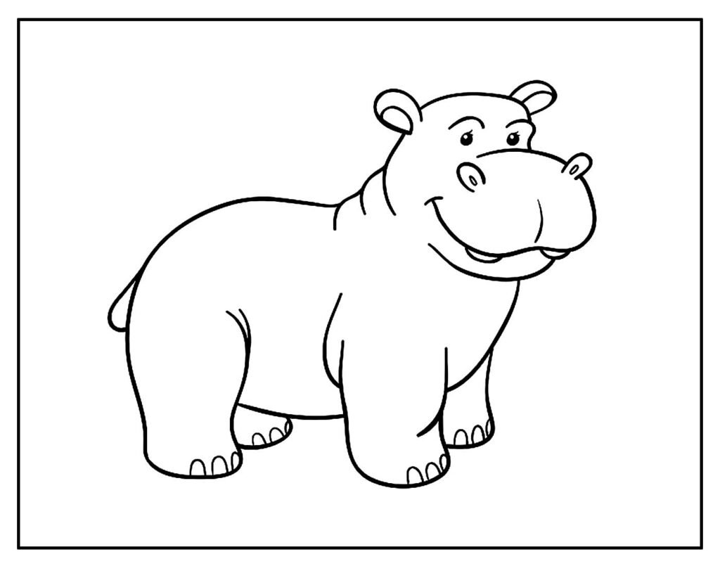 desenho de hipopotamo para pintar e colorir facil 2