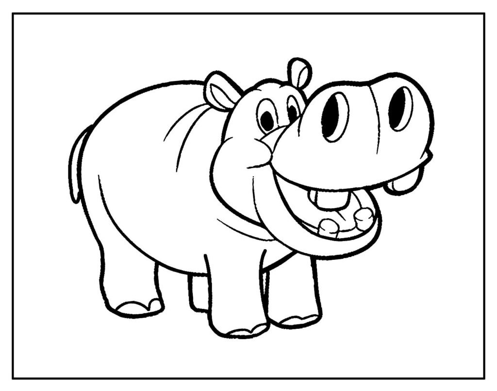 desenho de hipopotamo para pintar e colorir facil 3