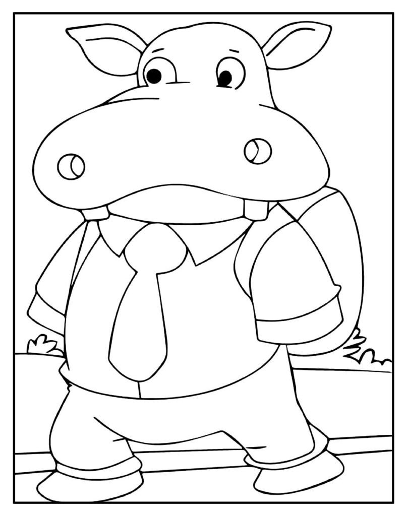 desenho de hipopotamo para pintar e colorir facil 7