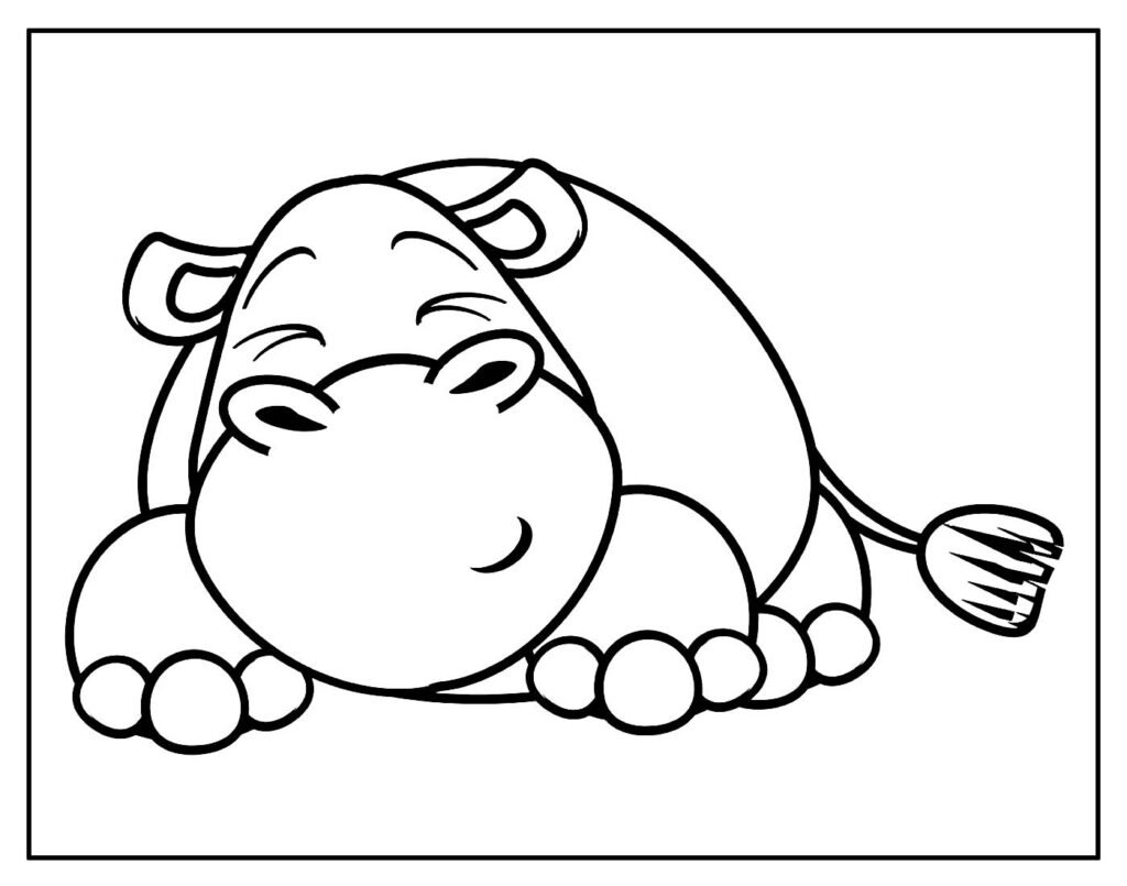 desenho de hipopotamo para pintar e colorir facil 9