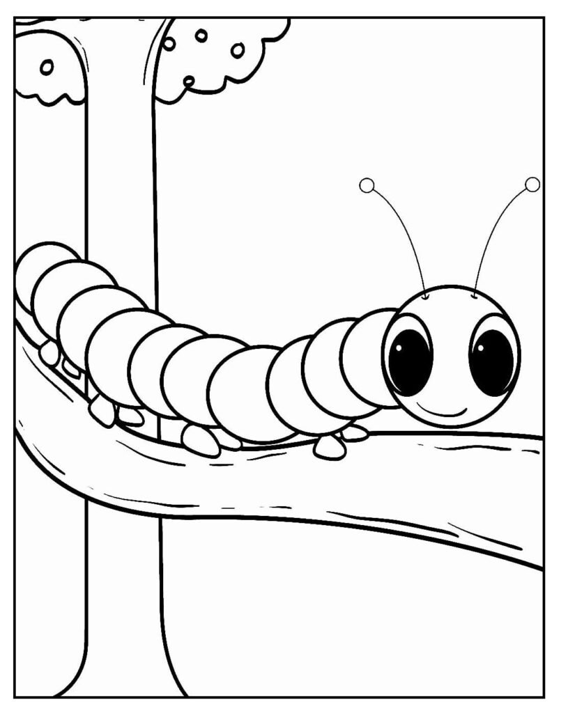 desenho de lagarta simples e facil de colorir 12