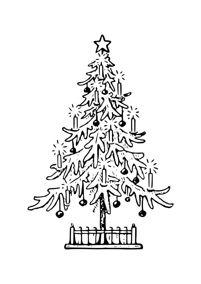 desenho de natal para colorir arvore de natal com velas