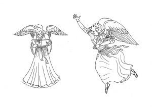 desenho de natal para colorir casal de anjos 300x212 1
