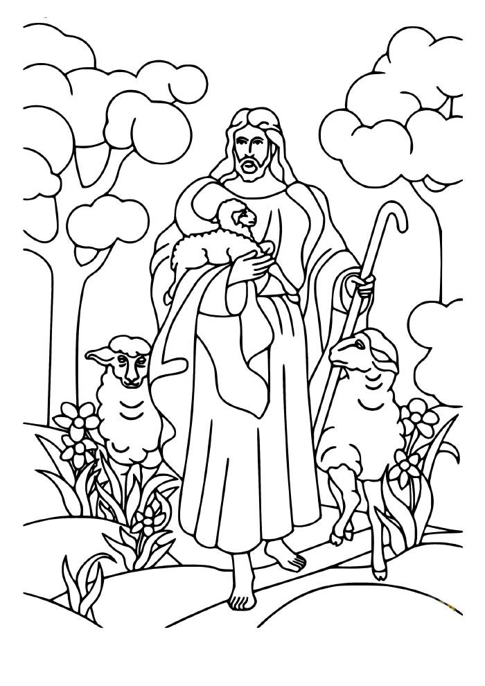 desenho de natal para colorir jesus com as ovelhas