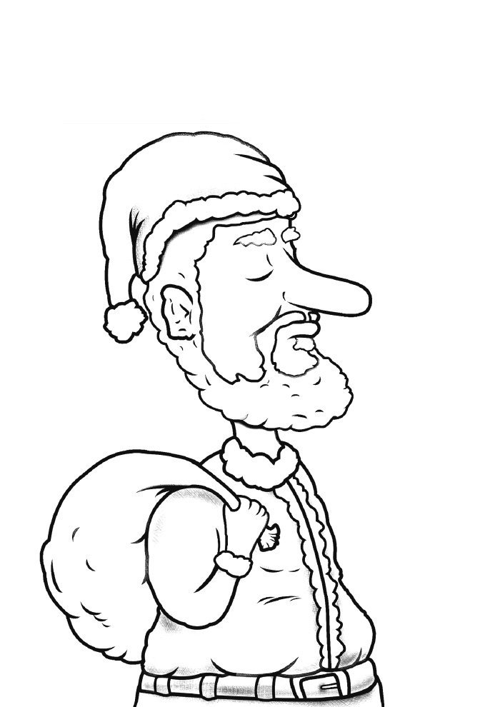desenho de natal para colorir papai noel hippie