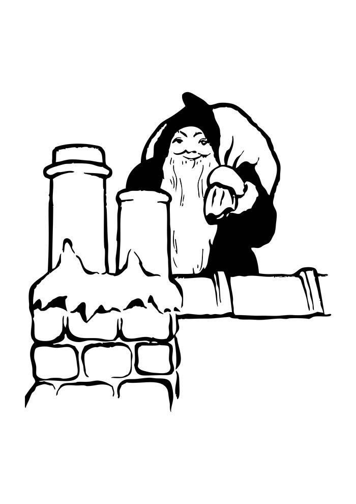 desenho de natal para colorir papai noel na chamine