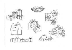 desenho de natal para colorir presentes 300x212 1