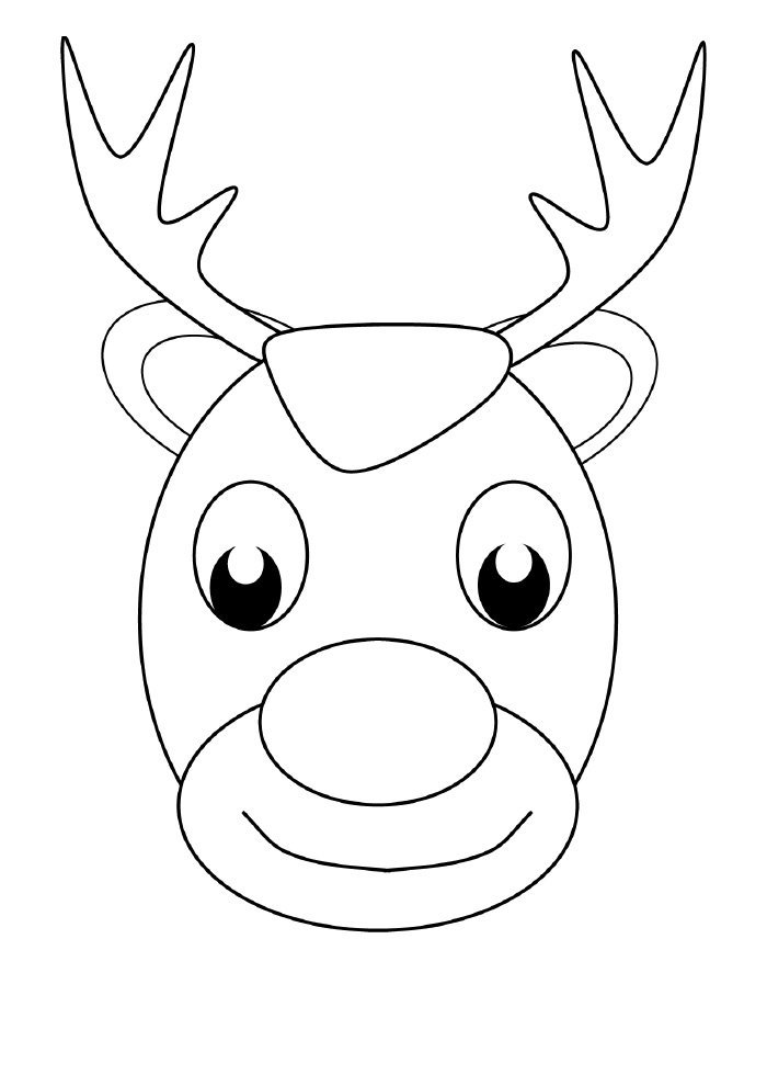 desenho de natal para colorir rena sorridente