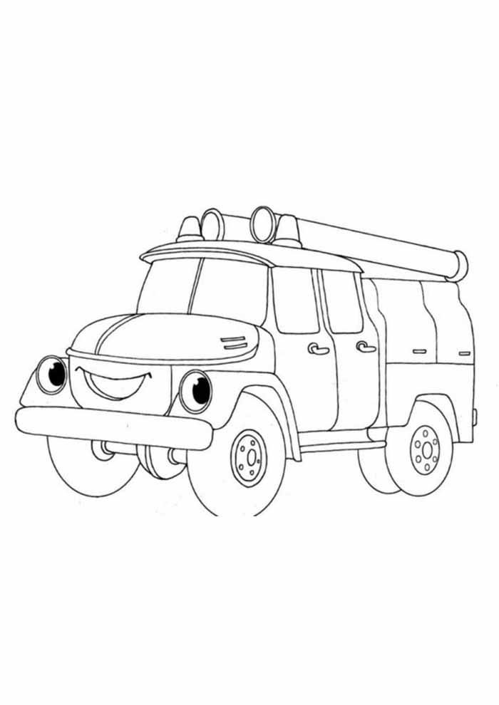 desenho infantil para colorir carro de bombeiro