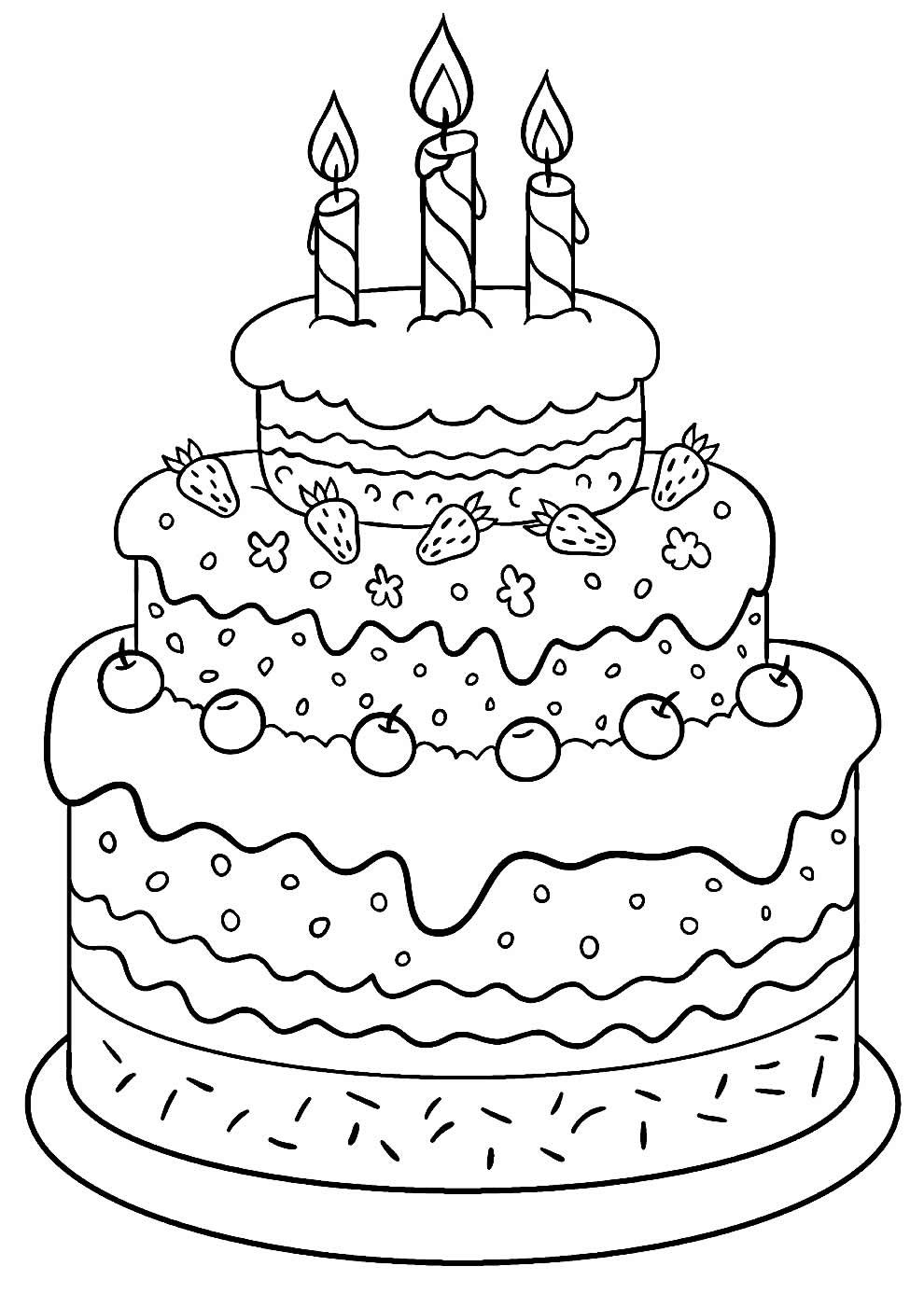 Desenhos de Bolo de Aniversário para Colorir e Imprimir