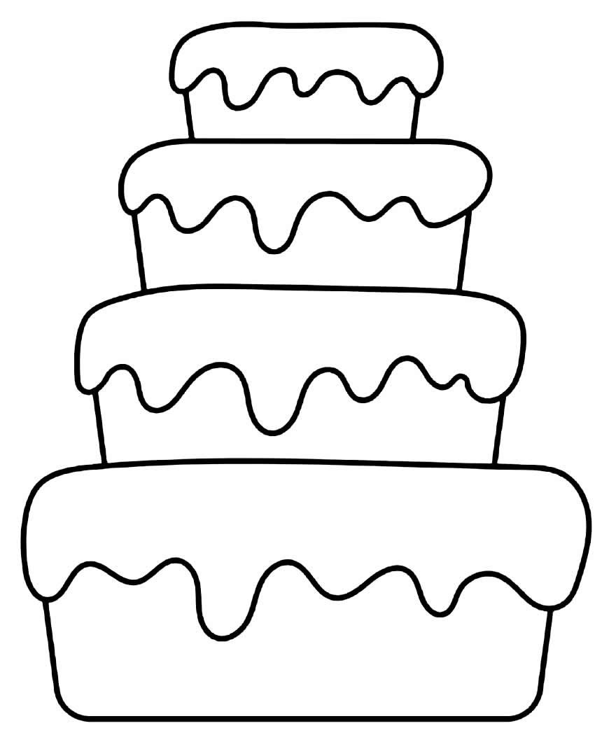 Desenhos de Bolo de Aniversário para Colorir e Imprimir