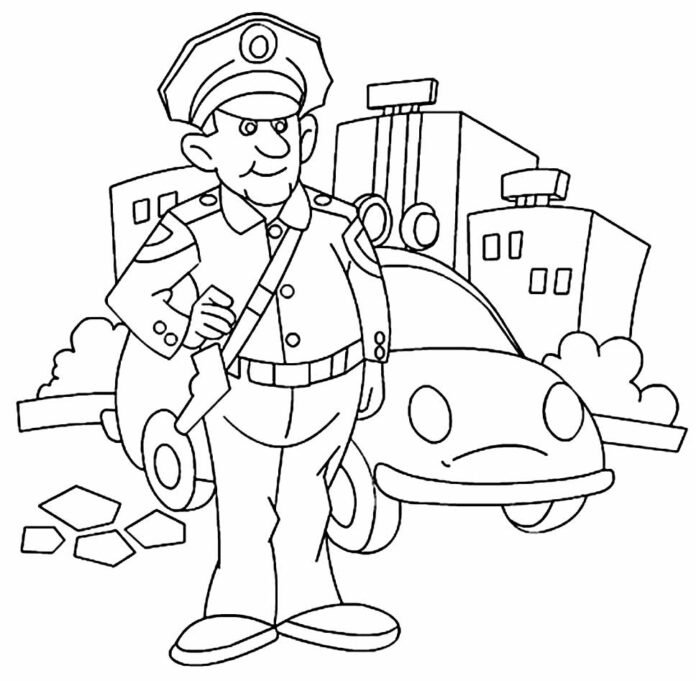 Desenhos de Policial para Colorir e Imprimir