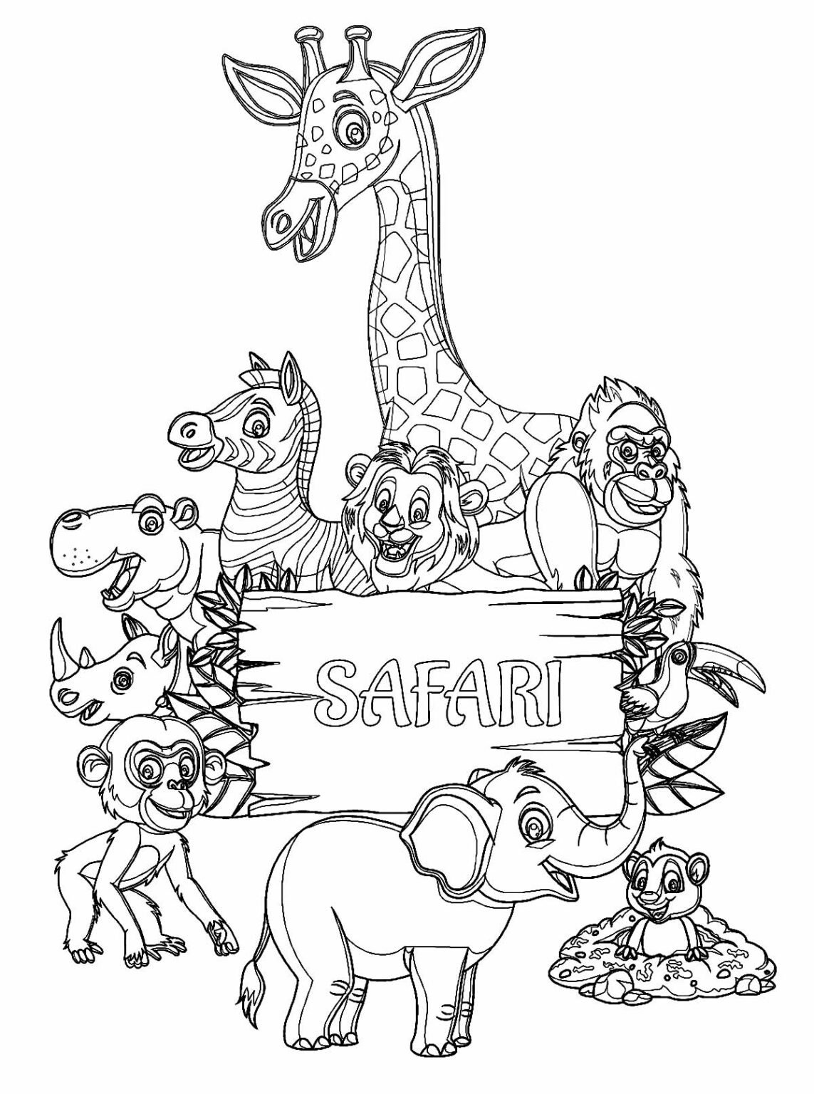 Desenhos de Safari para Colorir e Imprimir