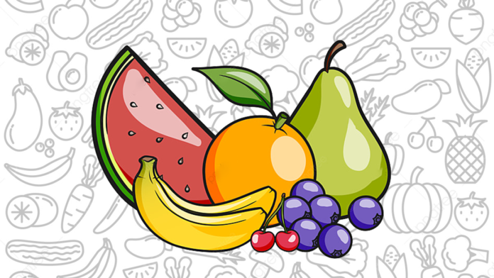 frutas com nomes para colorir